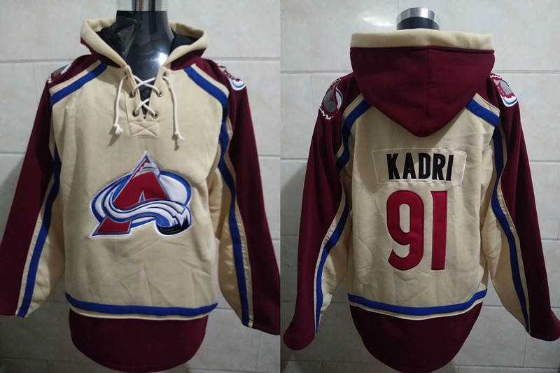 Avalanche 91 Nazem Kadri Cream All Stitched Pullover Hoodie,We sell and wholesale Avalanche 91 Nazem Kadri Cream All Stitched Pullover Hoodie on line form chian!